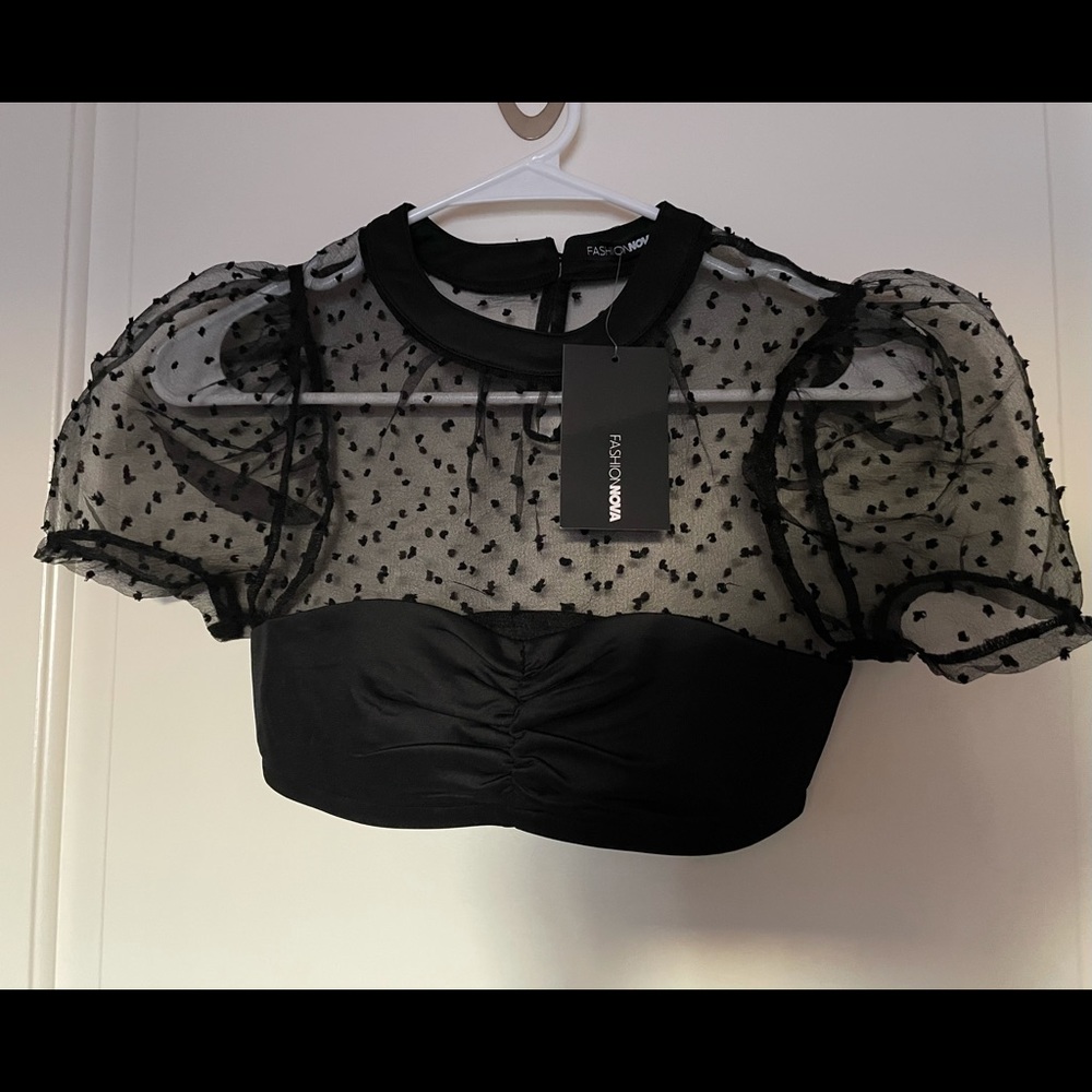 FashionNova BRAND NEW Black mesh cropped top
